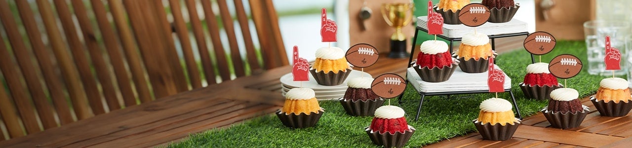 Watch party and tailgate treats featuring Football Bundtinis