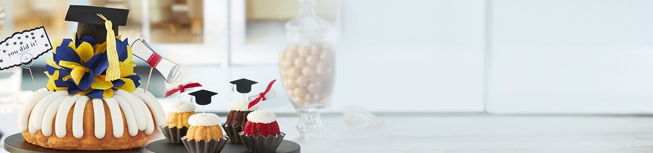 Bundt Cake with Graduation decoration.