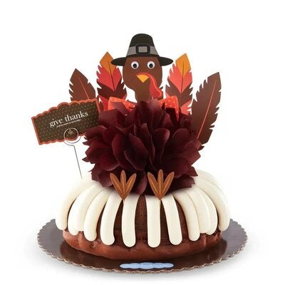 Bundt Cake with Turkey decorative topper, cake crowned with our signature cream cheese frosting. Customize your flavor -- Shop now.