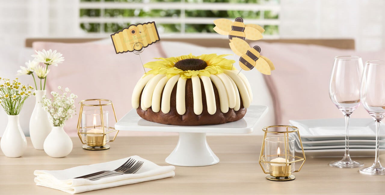 Bundt Cake with a sunflower, bee decoration- Shop Now