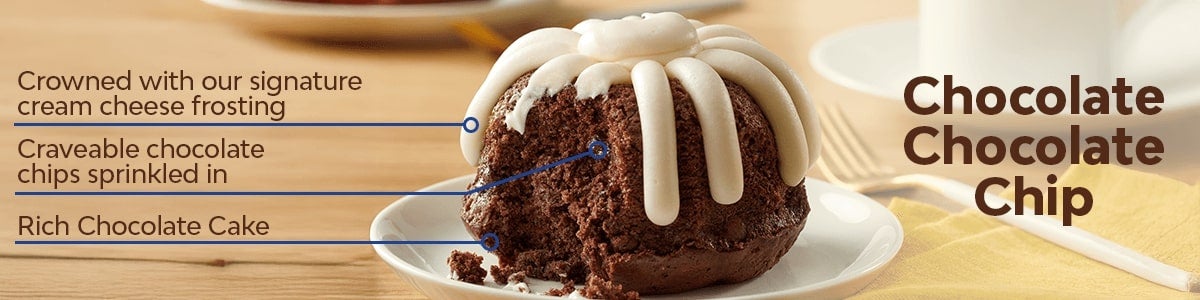 Crowned with our signature cream cheese frosting, Craveable chocolate chips sprinkled in, Rich Chocolate Cake