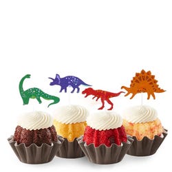 Bundtinis® topped with frosting and decorated with green