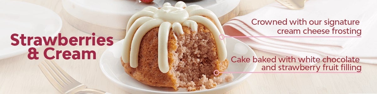 Cake baked with white chocolate and strawberry fruit filling, Crowned with our signature cream cheese frosting