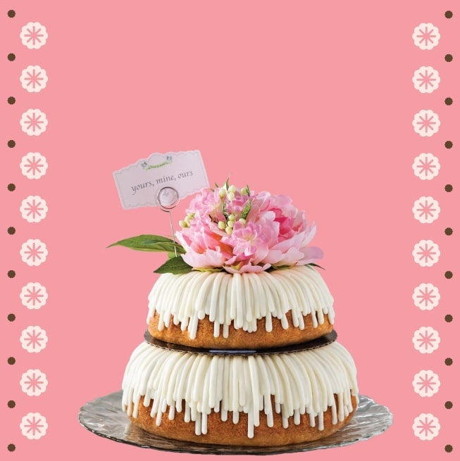 Weddings - your day, your cake featuring a Tiered Yours, Mine, Ours Bundt Cake with Drizzle Frosting 